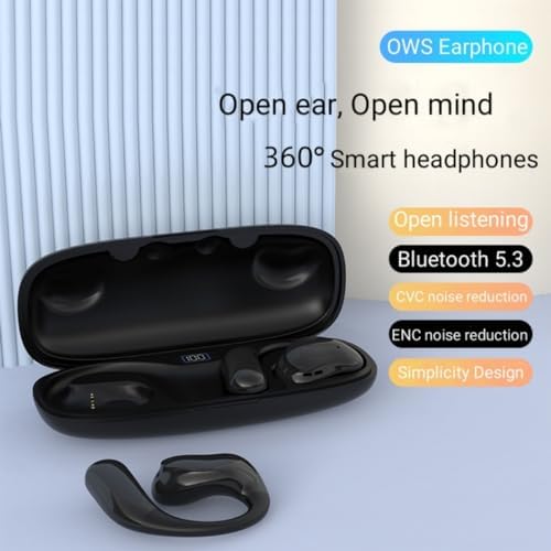 Premium Open Ear Bluetooth Wireless Earbuds: Superior Hi-Fi Stereo Sound, Touch-Control Sports Headphones, Splash-Resistant Design with Built-In Mic for i OS/Android – 400 m Ah Battery for All-Day Listening Pleasure and Active Lifestyle