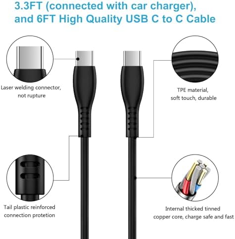 Rapid Charge USB-C Wall and Car Charger for Samsung Galaxy Z Fold Flip Series – Enhanced 3 ft/6 ft Cable Options for Ultimate Compatibility and Speed – Ideal for S25, S25 Ultra 5 G and More – Efficient Charging Solution for On-the-Go Convenience and Home Use