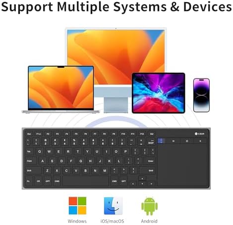Elevate Your Productivity with the CZUR Ultra-Slim Bluetooth Keyboard and Touchpad – Rechargeable Wireless Keyboard for PC, Laptop, Tablet, and Phone – Effortless Compatibility and Sleek Design for On-the-Go Professionals
