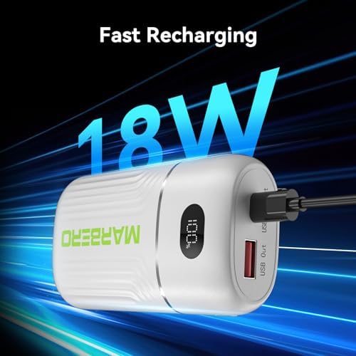 MARBERO Ultra-Lightweight 10,000 m Ah Fast Charging Power Bank – Compact USB-C Charger with 18 W Output for i Phone, i Pad, Samsung Galaxy & Google Devices – Essential Travel Companion with Advanced Safety Features for On-the-Go Power Management