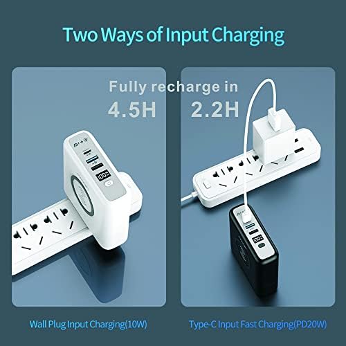 Ultimate 3-in-1 Portable Wireless Charger Power Bank – 10000 m Ah Fast Charging Wall Adapter with PD20 W USB-C and QC3.0 USB-A – Travel-Friendly External Battery Pack for i Phone, i Pad, and Android Devices – Enhanced Compatibility in Sleek Black Design