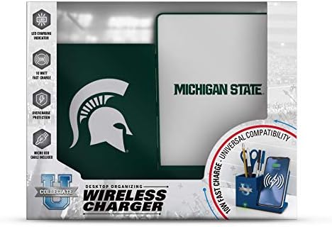 NCAA Unisex Fast Wireless Charging Stand & Desk Organizer – Stylish Multi-Device Charger for Sports Enthusiasts, Efficient Workspace Solution with Built-in Accessory Compartments