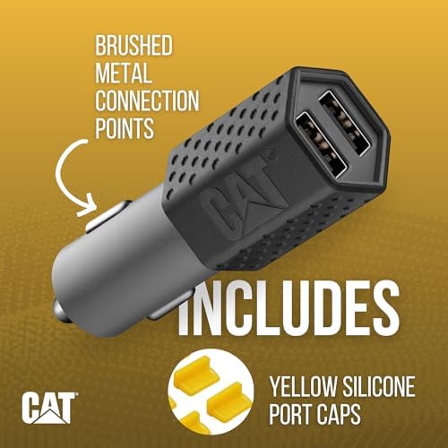 CAT Dual USB Rapid Car Charger – 3.4 AMP Multi-Device Vehicle Adapter for Efficient Charging of Smartphones, Tablets, and More – Compact & Universal Power Solution for On-the-Go Connectivity