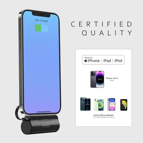 Miady 2-Pack 5000 m Ah Portable Power Bank for i Phone: Fast Charging, Compact Battery Pack Compatible with i Phone 14/13/12/11 and More – Dual Design for Ultimate Convenience and Dependability in Black & White