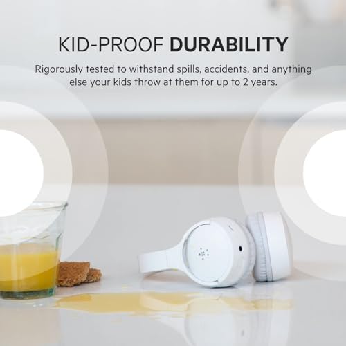 Belkin Sound Form Mini Kids Wireless Bluetooth Headphones – Safe 85 d B Volume Control, 30-Hour Playtime, Built-In Microphone – Lightweight On-Ear Style for i Phone, i Pad, Fire Tablet & More – Ideal for Learning, Entertainment & Safe Listening