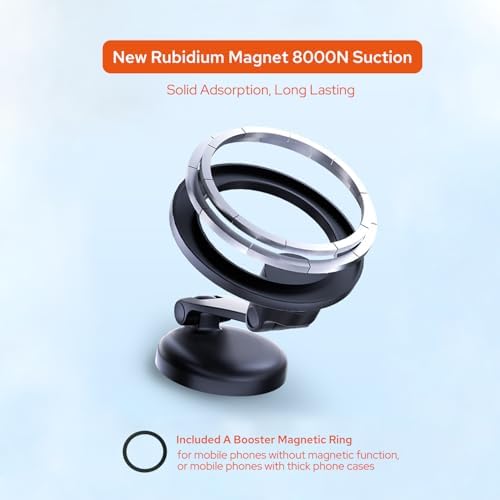 Mag Safe-Compatible Folding Magnetic Phone Holder for Car Dashboard – 360° Rotating Mount with Strong Magnet Grip for Safe and Convenient Hands-Free Use, Ideal for Navigation and Calls, Space-Saving Design Perfect for All Smartphone Models