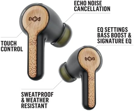 Experience Superior Sound with House of Marley Rebel True Wireless Earbuds – Eco-Friendly Bluetooth Connectivity, 8-Hour Battery Life, Microphone for Hands-Free Calls, and Enhanced Device Compatibility in Sleek Signature Black – Perfect for Music Lovers and Sustainable Living Enthusiasts