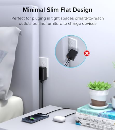 Elevate Your Charging Game with the 2 Pack Flat USB C Charger Block – 40 W Fast Charge Hub for i Phone 12-16, i Pad & Samsung Devices, Featuring 4 Ports for Simultaneous Power Delivery & Quick Charge, Sleek Light Blue Travel-Friendly Design Ideal for Home & On-the-Go Use