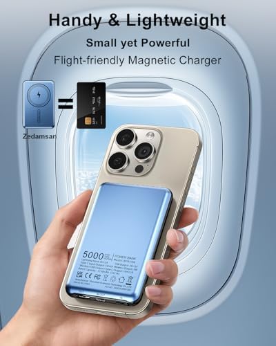 Sleek Magnetic Portable Charger – 5000 m Ah Ultra-Light Wireless Power Bank with 20 W PD Fast Charging, Magsafe-Compatible for i Phone 12/13/14/15/16 Series – Effortless Connectivity & Everyday Reliability