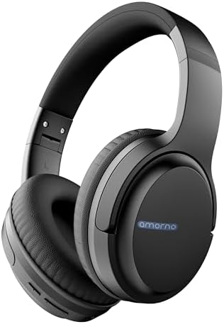 Transform Your Listening Journey with AMORNO Wireless Over-Ear Bluetooth Headphones – 68-Hour Playtime, Superior Hi-Fi Sound, and Ergonomic Foldable Design for Ultimate Portability (White) – Ideal for Music Lovers and Professionals on the Go