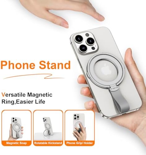 Revolutionary Magnetic Phone Grip Stand for i Phone 16 Series – 2-Pack Magsafe Kickstand & Ring Holder for Secure Handling, Effortless Wireless Charging, & Hands-Free Viewing – Compatible with i Phone 15 & 16 Models – Elevate Your Smartphone Experience with Durable Design & Sleek Aesthetics