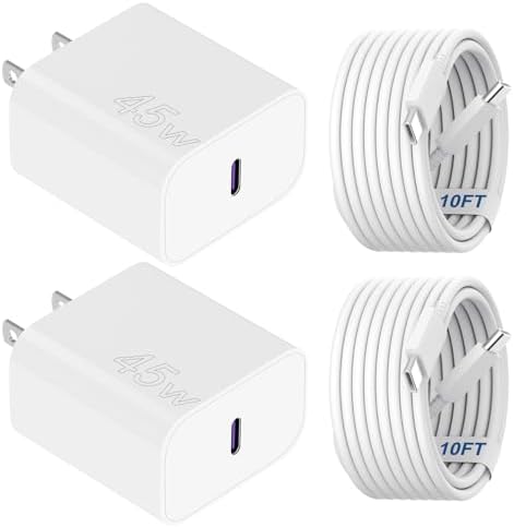 Ultimate 45 W i Phone 16 Fast Charger with 10 FT USB C Cable – Supreme Compatibility for i Phone 16/16 Pro/16 Pro Max/16 Plus & 15/15 Pro/15 Pro Max – Compact Design for Home, Office & Travel – Rapid Power Boosting for Uninterrupted Connectivity – Durable & Reliable Charging Solution with Safety Features