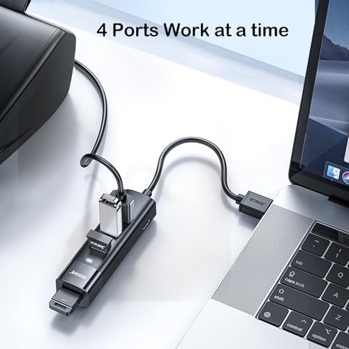 Unlock Seamless Connectivity with KAGO 4-Port USB 3.0 Hub – 5 Ft Cable, Ideal for Rapid Data Transfers & Enhanced Charging for Laptops and Desktops, USB Type-C Power Port for Versatile Use with Windows & Linux Devices, Perfect Portable Solution for Busy Professionals and Tech Enthusiasts