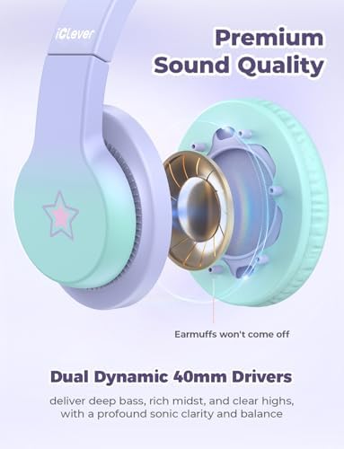 i Clever Kids Headphones: Safe 85 d B Volume-Limited Over-Ear Stereo Sound for Children – Foldable, Lightweight, and Compatible with i Pads and Computers for Easy Travel and Learning