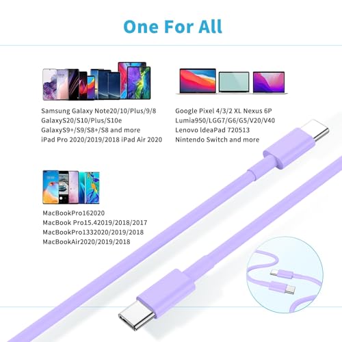 High-Speed 2-Pack USB C to USB C Charging Cable – 6 Foot Long, 60 W (3 A) Fast Charger for i Phone 16/15/Pro/Plus/Pro Max, i Pad Pro 12.9/11, i Pad Mini 6, i Pad Air 4/5 & Samsung Galaxy S23/22 – Durable, Tangle-Free, Versatile Design for Optimal Performance and Enhanced Compatibility
