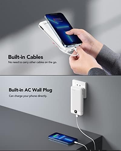 VRURC 20000 m Ah Pink Portable Charger – Fast Charging Power Bank with Built-in Wall Plug & Cables, LED Display, 4 Outputs & Dual Inputs for Effortless Travel Charging Solutions, Ideal for Busy Lifestyles and Enhanced Device Compatibility