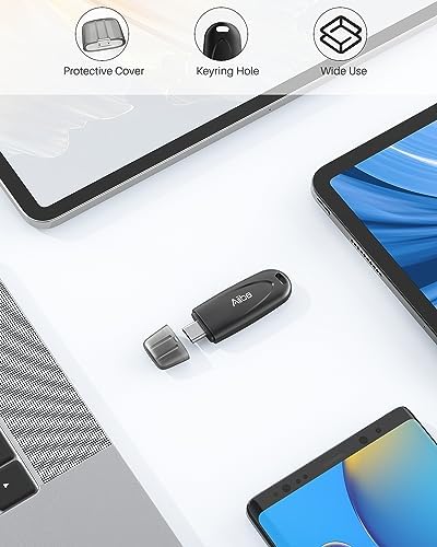 Aiibe 128 GB High-Speed USB 3.2 Type-C Flash Drive – Ultra-Slim Portable Memory Stick for Effortless Data Storage on Mac Book, Laptops, Smartphones, Tablets & i Phone 16 – Lightning-Fast 450 MB/s Transfer Speed, Ideal for Students & Professionals