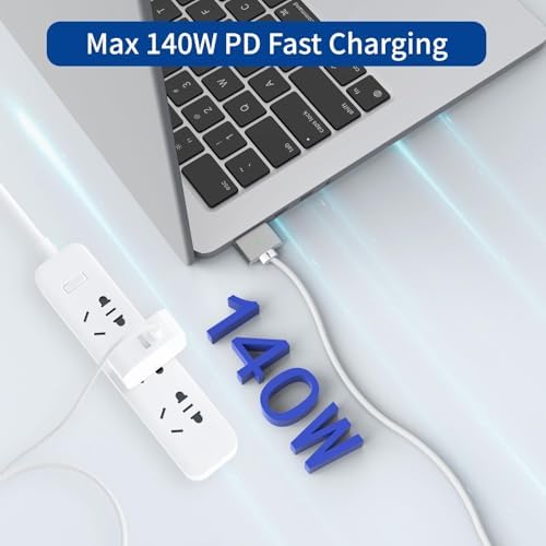 Premium 140 W Magnetic USB-C Charging Cable for Mac Book – 6.6 FT Right-Angle Cord Compatible with 2024/2023/2022 Mac Book Air M3/M2 & Pro M1/M2 Models – Durable Nylon Braided Design for Fast Power Delivery and Enhanced Convenience