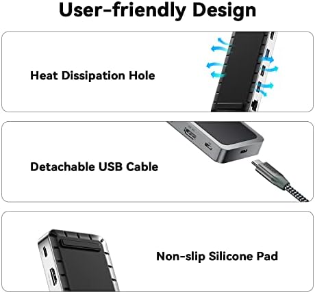 ESSAGER 8-in-1 USB C Hub with M.2 NVMe/SATA SSD Enclosure – 10 Gbps Data Transfer, 4 K HDMI 1.4 Output, PD100 W Fast Charging, Aluminum Alloy Design for Mac mini M1, M2, M3, M4 – Premium Performance and Versatile Connectivity Solution