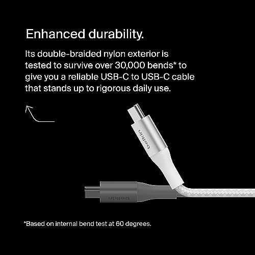 Belkin 6.6 ft USB C to USB C Charging Cable – 240 W Type-C Fast Charger for i Phone 16, Galaxy S25, Pixel 9, Mac Book, i Pad Pro, Chromebook, and Switch Steam Deck – Durable, High-Speed Connection for Enhanced Device Performance – Sleek Black Finish