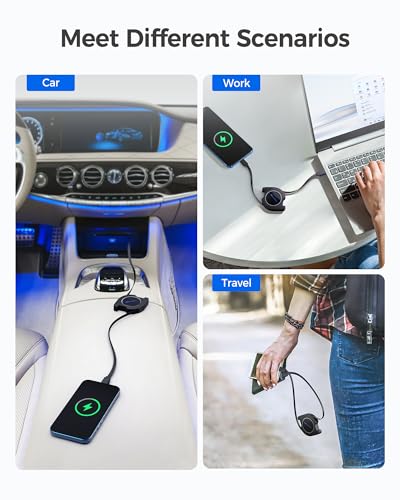 Retractable USB C Cable 2-Pack – 2.8 ft Fast Charging & Data Transfer Up to 60 W for i Phone 16/15 and Galaxy S24 – Compact, Tangle-Free Design with Seamless Compatibility for Apple Car Play & Android Auto