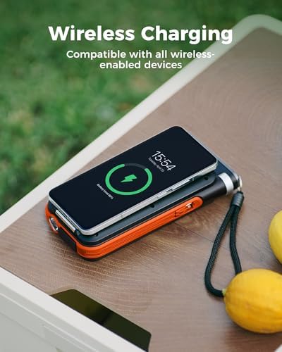 GOODaaa 45800 m Ah Solar Power Bank with Wireless Charging, Fast 15 W USB C & A Ports, Built-in Emergency Radio and Flashlight – Ultimate Outdoor Portable Charger for Camping and Hiking Adventures