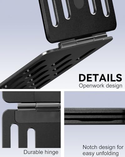 Magnetic Tri-Fold Cell Phone Stand for Desk, Adjustable Metal Phone Holder for Magsafe, Portable & Foldable Card Phone Mount for Recording, Office Small Stand for iPhone 16/15/14/13/12(Black) – Enhanced Compatibility and Speed