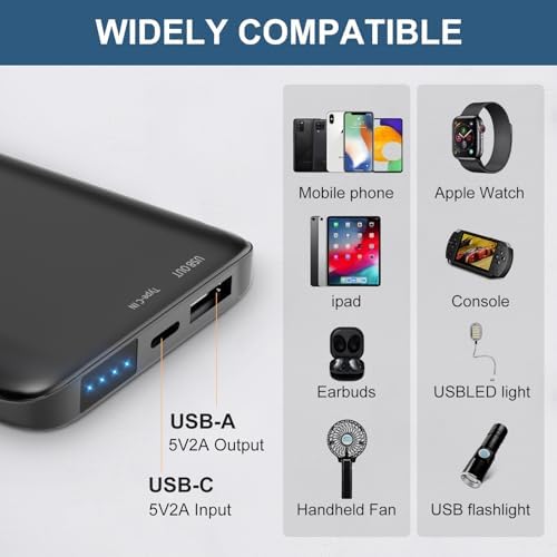 KOVNLO Ultra-Thin 10000 m Ah USB Power Bank for Heated Vests and Mobile Devices – Lightweight, High-Speed Charging for i Phone & Android Users – Perfect Outdoor Companion for Comfort and Connectivity