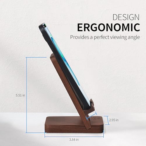 Versatile Solid Wood Phone Stand – Premium Desktop Holder for All Phone Types, Non-Slip Design with Sleek Black Finish, Ideal for Home & Office Use, Enhancing Productivity and Style