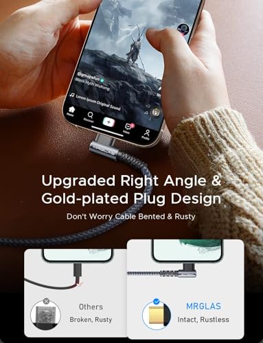 MRGLAS 3.2 A USB-C Charger Cable Pack – Versatile 4-Pack with Right Angle Design (10 FT, 6.6 FT, 3.3 FT, 1.6 FT) for Fast Charging i Phone 16/15, Samsung S10/S9, LG Smartphones – Durable Braided USB A to Type C Cords for Enhanced Performance and Compatibility