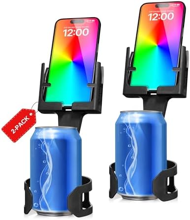 Universal Cup Holder Phone Mount for Cars & Trucks – Hands-Free Convenience, Fits All Phone Sizes & Cases, Made in USA, 2-Pack Black – Ideal for Navigation and Charging Access