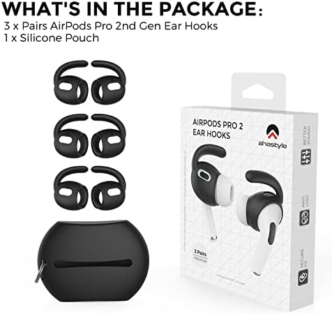 Aha Style Silicone Ear Hooks for Air Pods Pro – 3 Pairs of Anti-Slip Covers with Storage Pouch – Premium Earbud Accessories for Enhanced Comfort and Stability During Activities – Durable, Custom Fit Compatible with Apple Air Pods Pro (White)