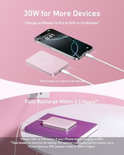 Anker Mag Go 10,000 m Ah Ultra-Slim Magnetic Power Bank – Qi2 Certified 15 W Fast Charger for i Phone 16/15/14/13/12 Series, Ergonomic Design for Effortless Portability and Seamless Charging Experience – Ideal for On-the-Go Lifestyle