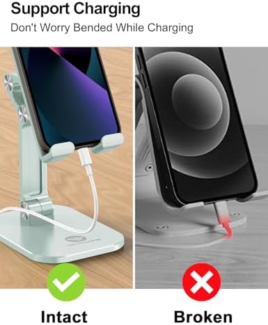 Transform Your Workspace with the OCYCLONE Adjustable Phone Stand & Cable Organizer Set – Versatile Foldable Holder for 4.7″ to 13″ Devices, Personalized Viewing Heights, and Effortless Portability for Home and Office Efficiency