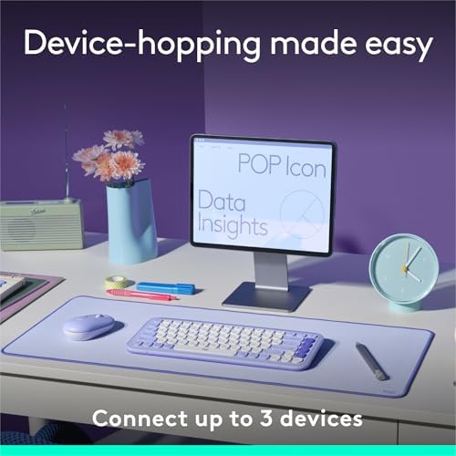 Elevate Your Workspace with the Logitech POP ICON Wireless Bluetooth Keyboard – Stylish Graphite & White Design, Effortless Multi-Device Switching, Comfortable Low-Profile Typing, and Customizable Keys for Enhanced Productivity on Laptops, Tablets, and PCs