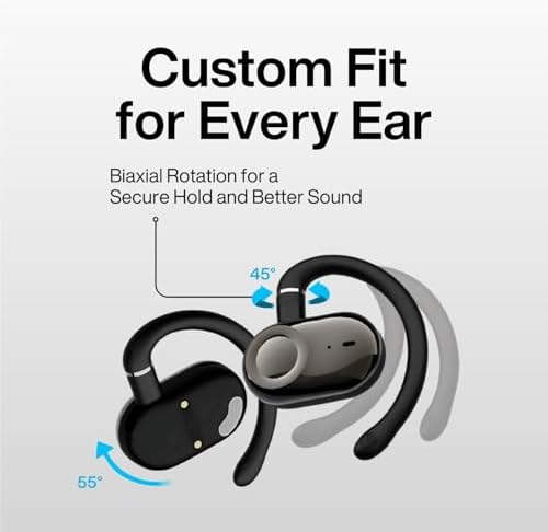 Lightweight Open Ear Bluetooth Earbuds – Advanced Audio Experience with 20-Hour Battery Life, Customizable Biaxial Fit, IPX5 Waterproof Rating for Active Lifestyles, and Cutting-Edge Bluetooth 5.4 for Seamless Connectivity – Perfect for Running, Cycling, and Gym Workouts
