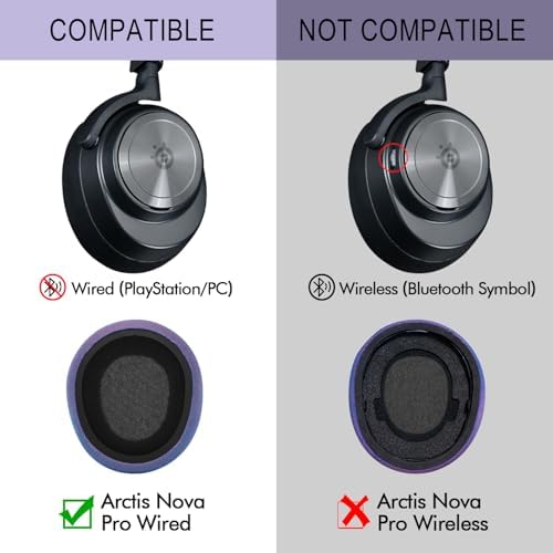 Upgrade Your Sound: GEVO High-Density Foam Ear Pads for Steel Series Arctis Nova – Stylish Purple Magic Mesh Fabric Cushions for Pro Wired, Nova 1, 3, 4, 5, 7 Headphones – Enhanced Comfort and Sound Isolation for Long Listening Sessions