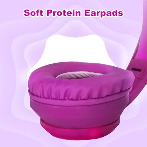 Charming Cat Ear Kids Bluetooth Headphones – Stylish Wireless On-Ear Design with Volume Limiter & LED Lights for Safe Listening – Compatible with Amazon Fire Tablets, Laptops, and More (Vibrant Pink) – Ideal for Toddlers and Young Music Lovers!