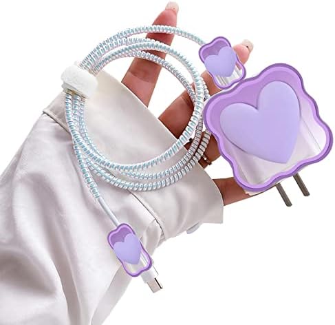 Charming Kawaii Waves DIY Cable Protector for i Phone Chargers – 3 D Love Heart Design, Durable Data Cable Saver for i Phone 11, 12, 13, 14, Pro Max, XS, XR, X, 7, 8 Plus – Lightweight & Easy to Install for Enhanced Charging Experience – Perfect i Phone Charger Accessory to Prevent Fraying and Damage