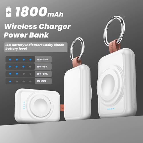 Portable 1800 m Ah Magnetic Wireless Charger for Samsung Galaxy Watch – Compact Keychain Power Bank for Effortless Fast Charging on the Go, Optimized for Galaxy Watch 7/Ultra/6/6 Classic/5/5 Pro/4/3 & Active 2/1 – Essential Charger for Busy Lifestyles and Uninterrupted Connectivity