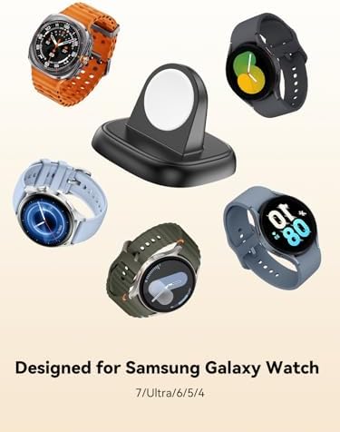 Sleek Magnetic Wireless Charger for Samsung Galaxy Watch 7, Ultra, 6, 5 & 4 – LVFAN Quick Charge Dock with Elegant Design for Home & Office – Robust Smartwatch Charging Solution for Enhanced Style and Efficiency