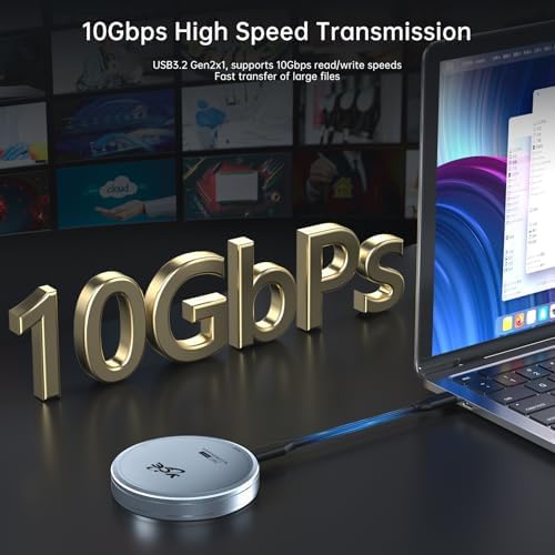 Magnetic M.2 2230 NVME SSD Enclosure for i Phone 15/16 Pro Max – Ultra-Fast USB C 3.2 Gen2 10 Gbps External Storage with 100 W PD Charging, Durable Aluminum Case for Android, i Pad & Mac Book – Expand Your Mobile Storage Effortlessly