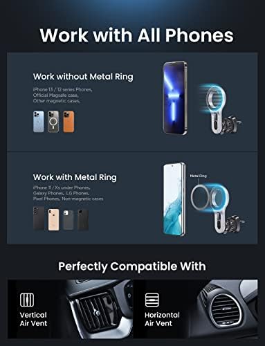 LISEN Universal Magnetic Car Phone Holder – Secure Vent Mount for All Smartphones, Effortless 360-Degree Rotation, Enhanced Safety & Convenience for Driving, Sleek Design for Any Vehicle Interior, Robust Magnetic Grip for Bumpy Roads
