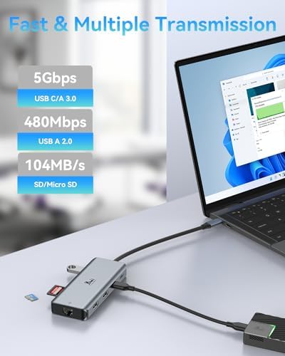 Revolutionize Your Workspace with the Ultimate 13-in-1 USB C Docking Station – Dual Monitor Multiport Adapter for Seamless Triple Display, Featuring 2 HDMI, Display Port, 8 USB Ports, Gigabit Ethernet, and Audio Output – Perfect for Mac Book, Dell, HP, Lenovo Think Pad, and Surface – Unmatched Performance and Connectivity for Enhanced Productivity