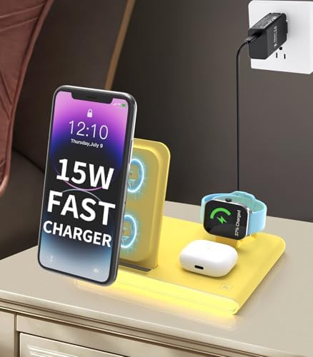 Ultimate 4-in-1 Foldable Wireless Charging Station: Fast Charger for i Phone 11-16, Apple Watch, Air Pods & Galaxy S9-S23 – Portable, Space-Saving Dock with Adapter in Sleek Black for Enhanced Compatibility and Quick Power-Up Solutions