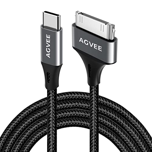 AGVEE 6 ft USB-C to 30 Pin Adapter Cable – Dual Pack for i Phone 4/4 S, i Pad 1/2/3, i Pod | Braided Metal Shell, Reliable Charging & Fast Data Transfer | Durable and Tangle-Free Connectivity Solution for Vintage Apple Devices