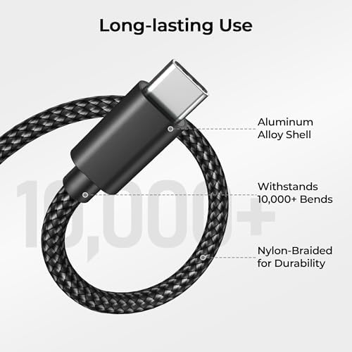 Premium Car Play Charging Cable Set for i Phone 16/15 Pro Max – 3-Pack (3.3 FT, 6.6 FT, 10 FT) USB A to USB C – Fast Data Transfer & Durable Design for i Pad Pro, Air Pods, Galaxy S24/S23/S22 & More – Enhanced Compatibility for Effortless Connectivity and Navigation