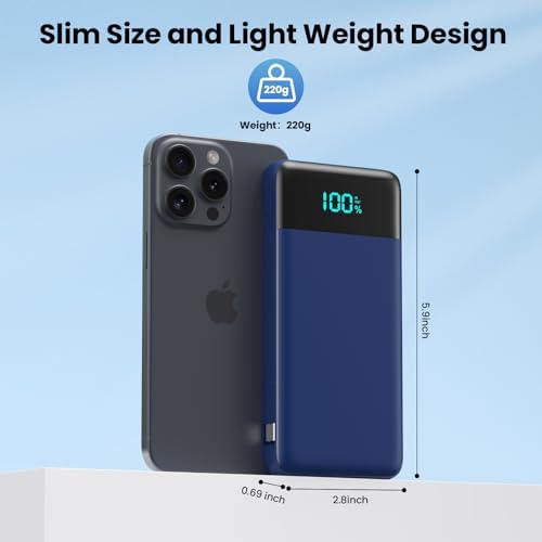 Upgrade Your Charging Experience: 13800 m Ah Portable Power Bank with Built-in Cables and Wall Plug – Fast Charging USB-C Battery Pack for i Phone 16/15/14, Samsung & Android Devices – Ultimate Travel Companion with 4 Outputs for Simultaneous Device Charging