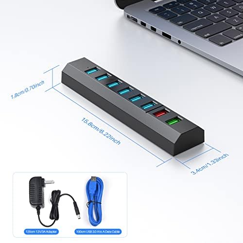 Maximize Your Connectivity with the Aiibe 6-Port USB 3.0 Hub Splitter – High-Speed Data Transfer Up to 5 Gbps, Includes 24 W Power Adapter for Reliable Multi-Device Charging, Perfect for Laptops, Mac, PCs & Mobile HDDs – Streamline Your Workflow & Enhance Productivity with This Sleek Black USB Hub