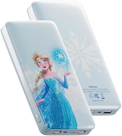 Disney Frozen 10,000 m Ah Portable Power Bank – Universal Charging Solution for Elsa, Anna & Olaf Enthusiasts – Ideal Gift for Frozen Fans & On-the-Go Lifestyle – Sleek Design with Versatile USB Connectivity – Essential Accessory for Travel & Daily Use
